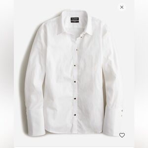 NWT J Crew Garçon White Cotton Poplin Tuxedo Shirt, 12